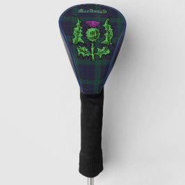 Scottish Thistle on Dark Tartan Custom Name Golfheadcover