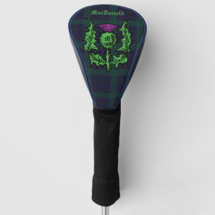 Scottish Thistle on Dark Tartan Custom Name Golfheadcover