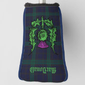 Scottish Thistle on Dark Tartan Custom Name Golfheadcover (Draai 90)