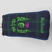 Scottish Thistle on Dark Tartan Custom Name Golfheadcover (Voorkant)