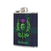 Scottish Thistle on Dark Tartan Custom Name Heupfles (Links)