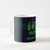 Scottish Thistle on Dark Tartan Custom Name Koffiemok (Voorkant links)