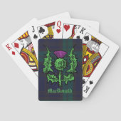 Scottish Thistle on Dark Tartan Custom Name Pokerkaarten (Achterkant)