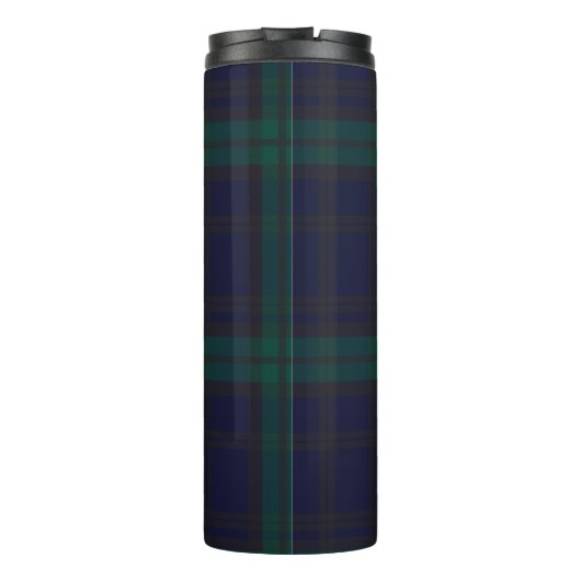 Scottish Thistle on Dark Tartan Custom Name Thermosbeker (Achterkant)