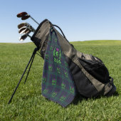 Scottish Thistle op Dark Tartan Custom Monogram Golfhanddoek (Groen)