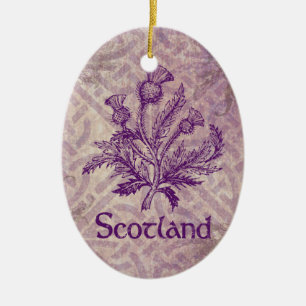Scottish Thistle Paars Celtic Knot Keramisch Ornament
