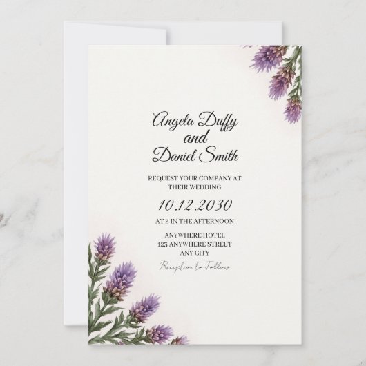 Scottish Thistle Wedding Invitation (Devant)