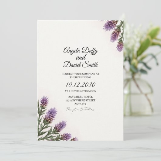 Scottish Thistle Wedding Invitation (Debout devant)