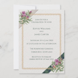 Scottish Thistle Wedding Invitation Celtic Tartan Kaart
