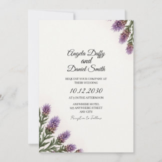 Scottish Thistle Wedding Invitation Kaart