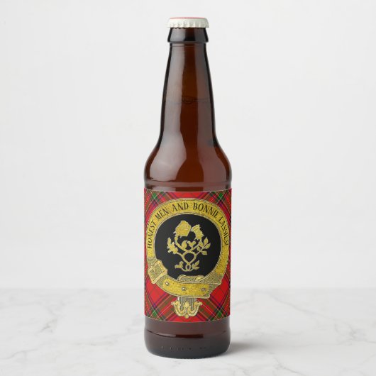 Scottish Toast Roos en distel op tartan Bier Etiket (Voorkant)