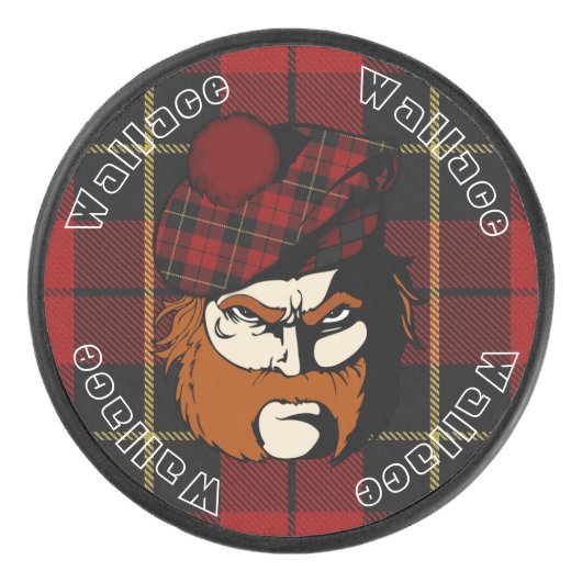 Scottish Warrior Clan Wallace Tartan Hockey Puck (Voorkant)