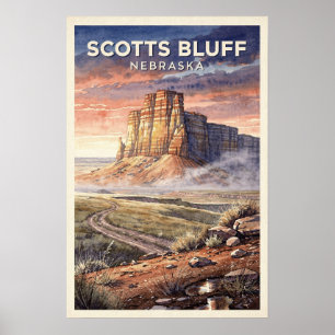 Scotts Bluff Nebraska Reisposter uit het verleden Poster