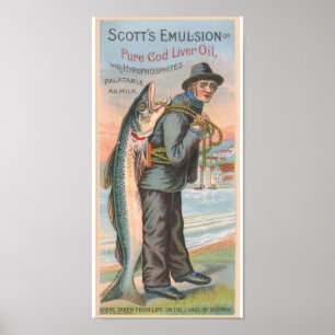 Scotts Cod Liver Oil Advertisement Poster