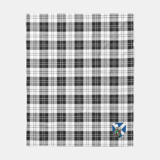 Scotts Erskine Black en White Tartan Pset Fleece Deken (Voorkant)