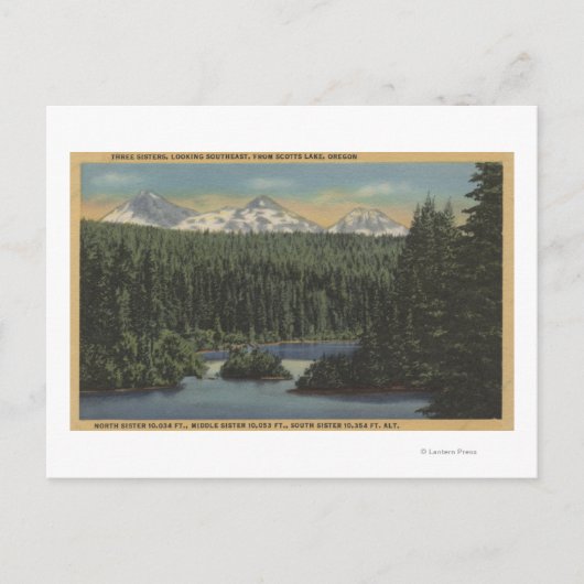 Scotts Lake, Oregon - Uitzicht van drie zussen Briefkaart (Voorkant)
