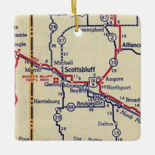 Scottsbluff NE  Map Keramisch Ornament (Voorkant)