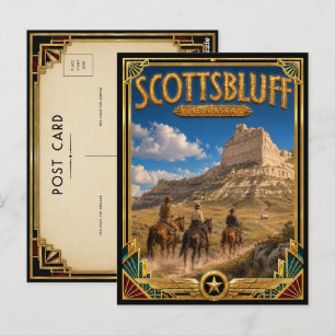 Scottsbluff Nebraska Vintage Art Deco Gouden Tijdp Briefkaart