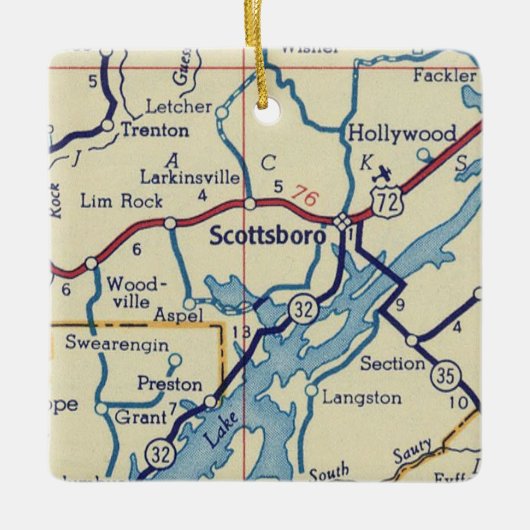 Scottsboro AL Map Keramisch Ornament (Voorkant)