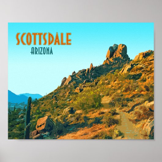 Scottsdale Arizona Cactus en Mountain  Poster (Voorkant)