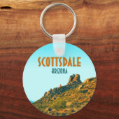 Scottsdale Arizona Cactus en Mountain  Sleutelhanger (Voorkant)