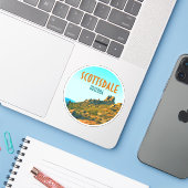Scottsdale Arizona Cactus en Mountain Sticker (Laptop met iPhone)
