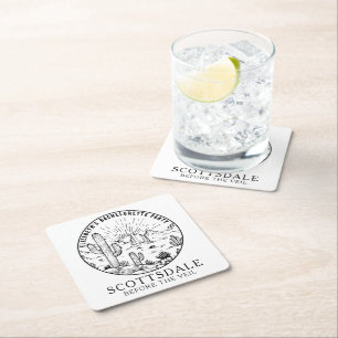 Scottsdale Bachelorette Party Favor Custom Vierkante Kartonnen Onderzetter