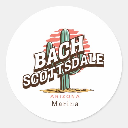 scottsdale cactus bachelorette party custom name ronde sticker (Voorkant)