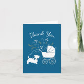 Scotty Dog Baby shower Puppy Scottish Terrier Blue Bedankkaart (Voorkant)