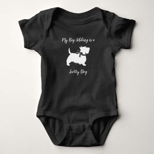 Scotty Dog Baby shower Puppy Scottish Terrier Gray Romper (Voorkant)
