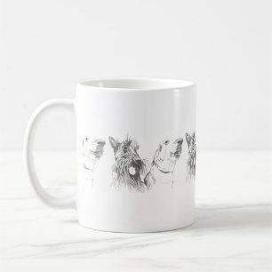 Scotty Dog en Labrador Friends inkt Illustratie Koffiemok