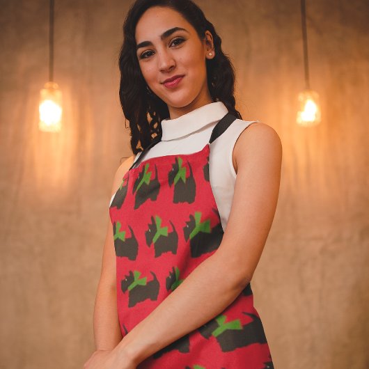 Scotty Dog en Tartan Vrolijk Kerstfeest Schort