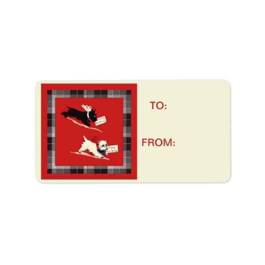 Scotty Dog Scottish Terrier Zwart-wit Label (Voorkant)