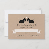Scotty Dog Silhouettes Wedding RSVP Reactie (Voorkant)