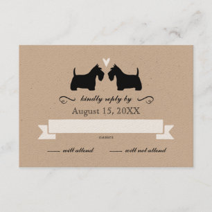 Scotty Dog Silhouettes Wedding RSVP Reactie Kaartje