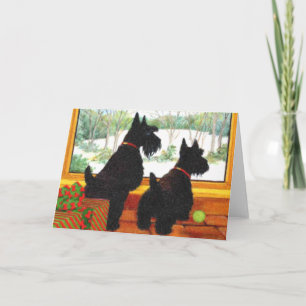 Scotty Dogs Met Kerstmis - Wachten op de Kerstman Feestdagen Kaart