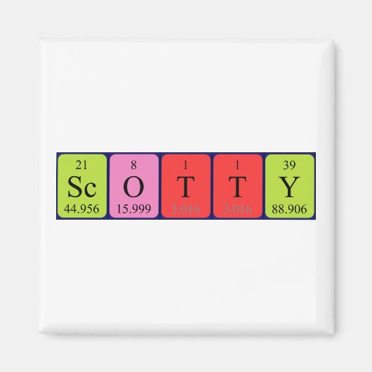 Scotty periodieke table name magnet magneet (Voorkant)