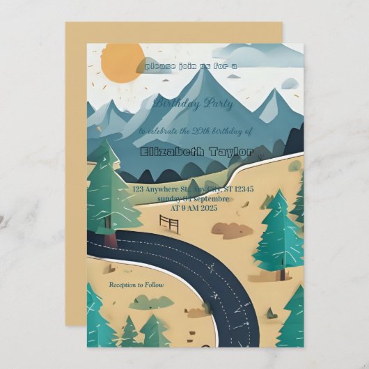 scout Camping party birthday  invitation (Devant / Derrière)