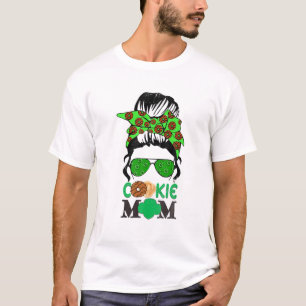 Scout Cookie Ma Girl Troop Messy Bun Sunbril T-shirt