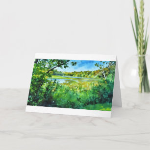 Scout Lake in de lente, Greendale, WI notitiekaart