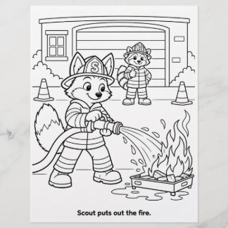 Scout le Ren Éteint l'Incendie Page de Coloriage