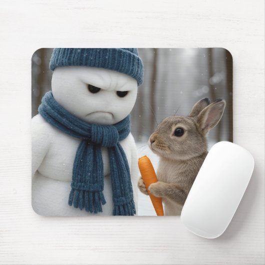 Scowling Snowman With a Bunny Muismat (Met muis)