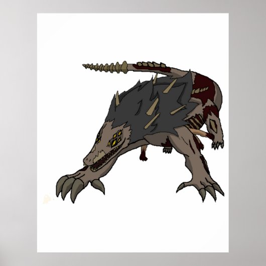 SCP-682 Cartoon - SCP Foundation Poster (Voorkant)