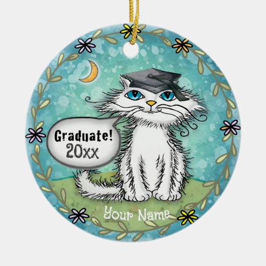 Scraggles Kat afstudeerversiering Keramisch Ornament (Voorkant)