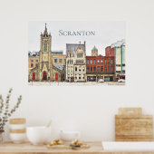 Scranton PA-architectuur - Cityscape-Poster Poster (Keuken)