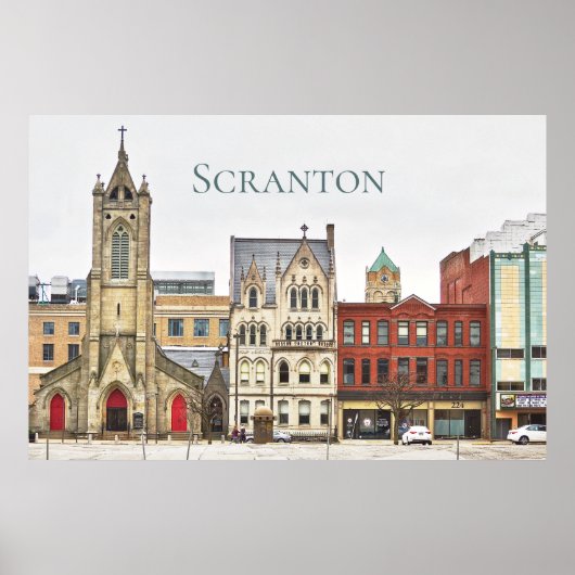 Scranton PA-architectuur - Cityscape-Poster Poster (Voorkant)