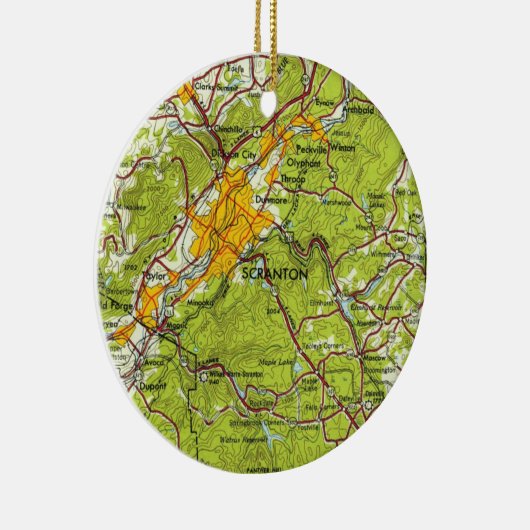 Scranton PA  map Keramisch Ornament (Rechts)