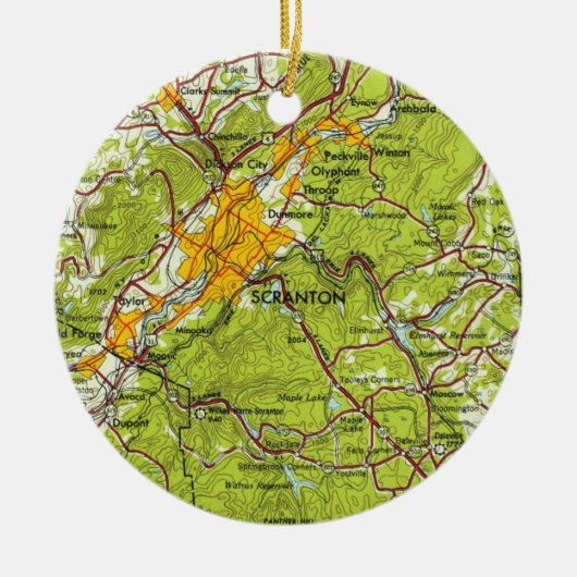 Scranton PA map Keramisch Ornament (Voorkant)