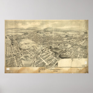 Scranton Pennsylvania 1892 Antiek Panorama Poster