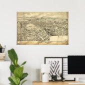 Scranton Pennsylvania 1892 Antiek Panorama Poster (Thuiskantoor)